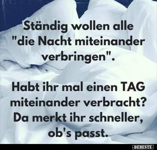 Ständig wollen alle "die Nacht miteinander verbringen"...
