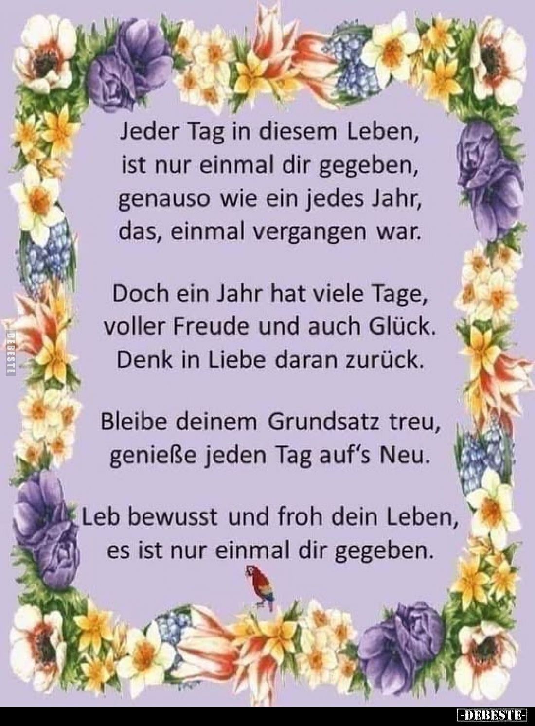 Jeder Tag in diesem Leben, ist nur einmal dir gegeben, genauso wie ein jedes Jahr, das, einmal vergangen war.
Doch ein Jahr ...