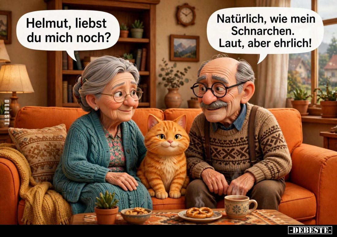 Helmut, liebst du mich noch? -
Natürlich, wie mein Schnarchen. Laut, aber ehrlich!