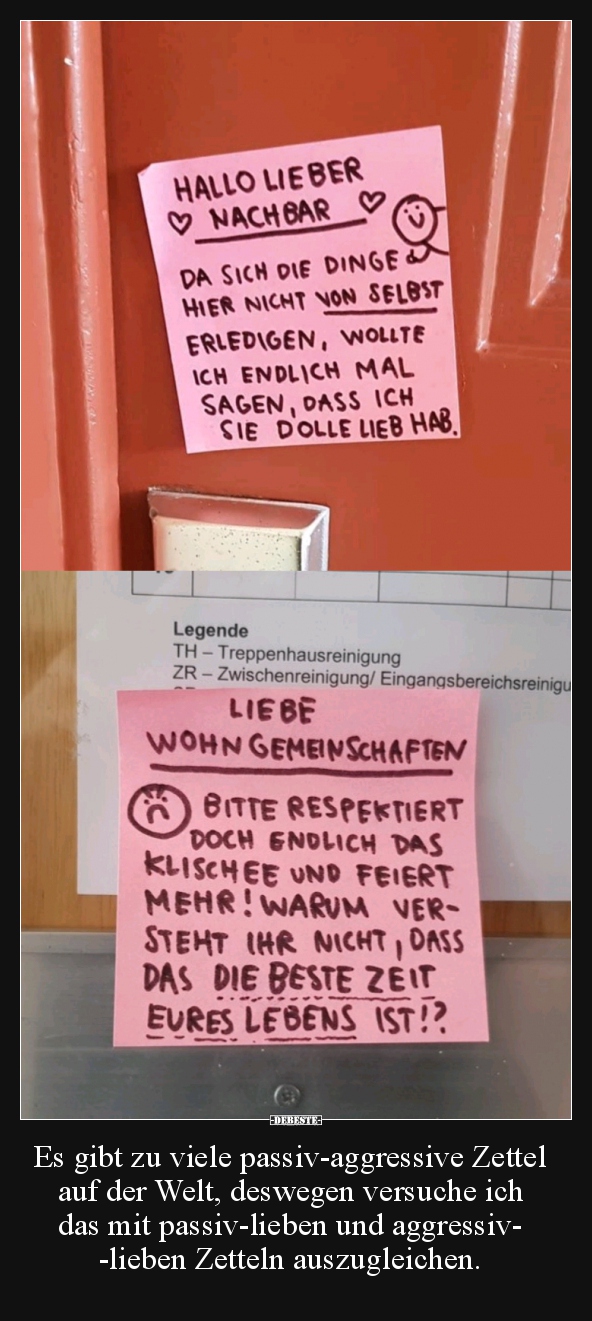 Es gibt zu viele passiv-aggressive Zettel auf der Welt.. - Lustige Bilder | DEBESTE.de