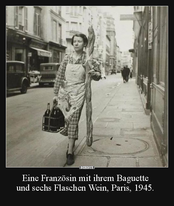 Eine Französin mit ihrem Baguette und sechs Flaschen.. - Lustige Bilder | DEBESTE.de