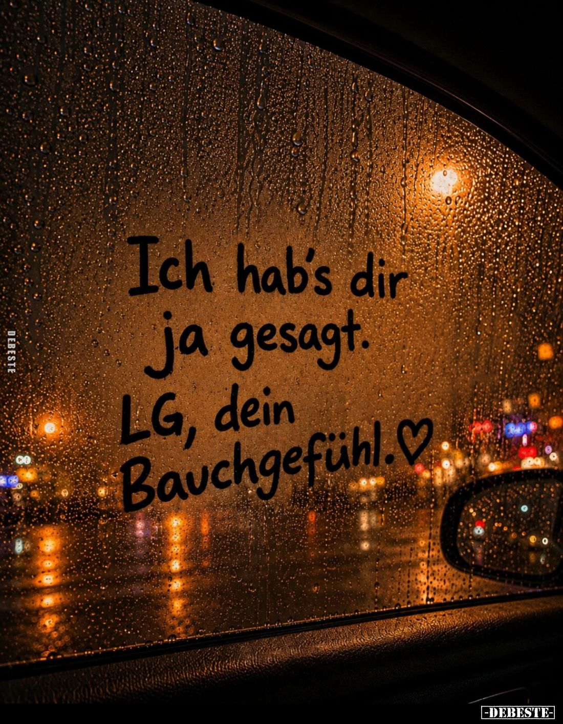 Ich hab's dir ja gesagt.

LG, dein Bauchgefühl.