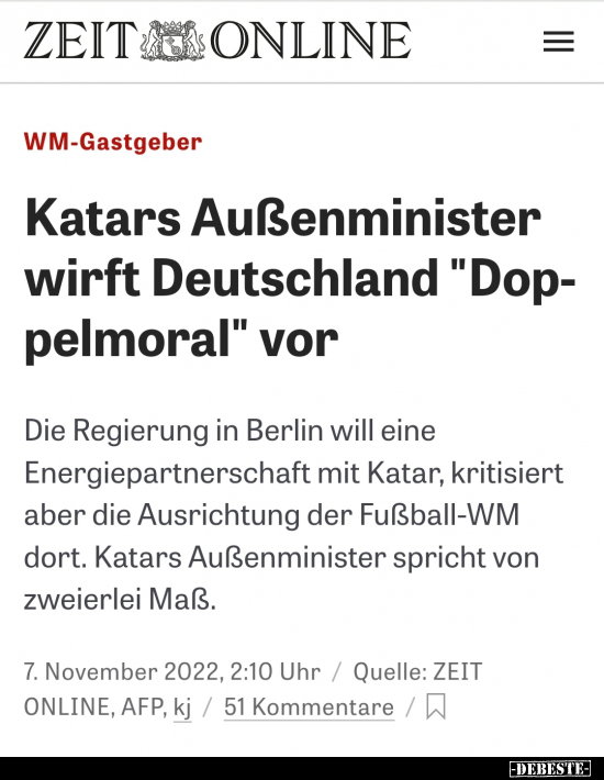 Katars Außenminister wirft Deutschland "Doppelmoral".. - Lustige Bilder | DEBESTE.de