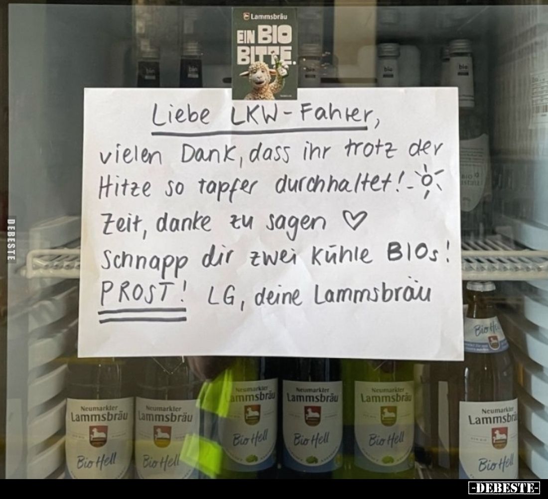 Liebe LKW-Fahrer,
vielen Dank, dass ihr trotz der Hitze so tapfer durchhaltet!
Zeit, danke zu sagen ♡
Schnapp dir zwei küh...