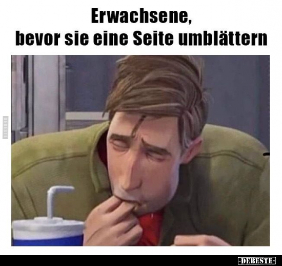 Erwachsene, bevor sie eine Seite umblättern..