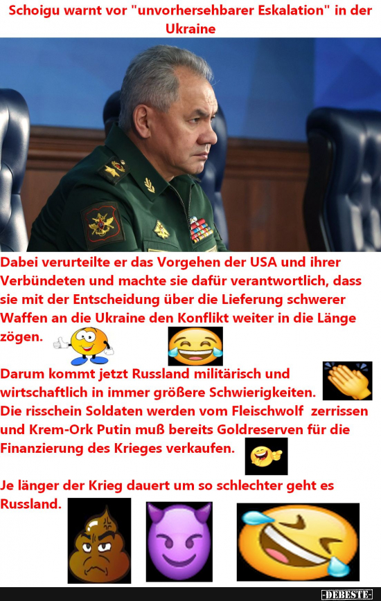 Putin und sein Vollpfosten (Schoigu) jämmern  immer lauter. - Lustige Bilder | DEBESTE.de