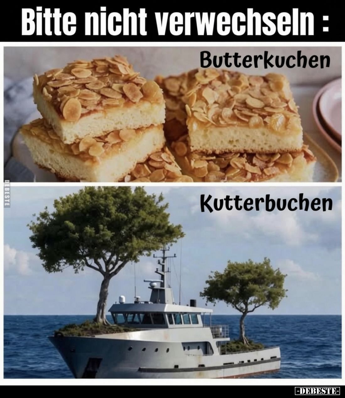 Bitte nicht verwechseln:
Butterkuchen -
Kutterbuchen.