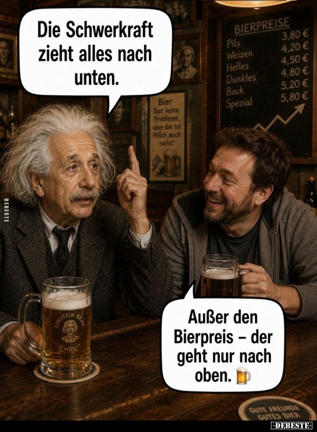 Die Schwerkraft zieht alles nach unten. - Außer den Bierpreis - der geht nur nach oben.