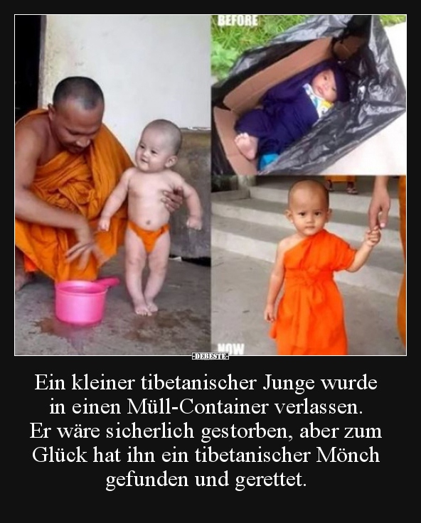 Ein kleiner tibetanischer Junge wurde in einen..