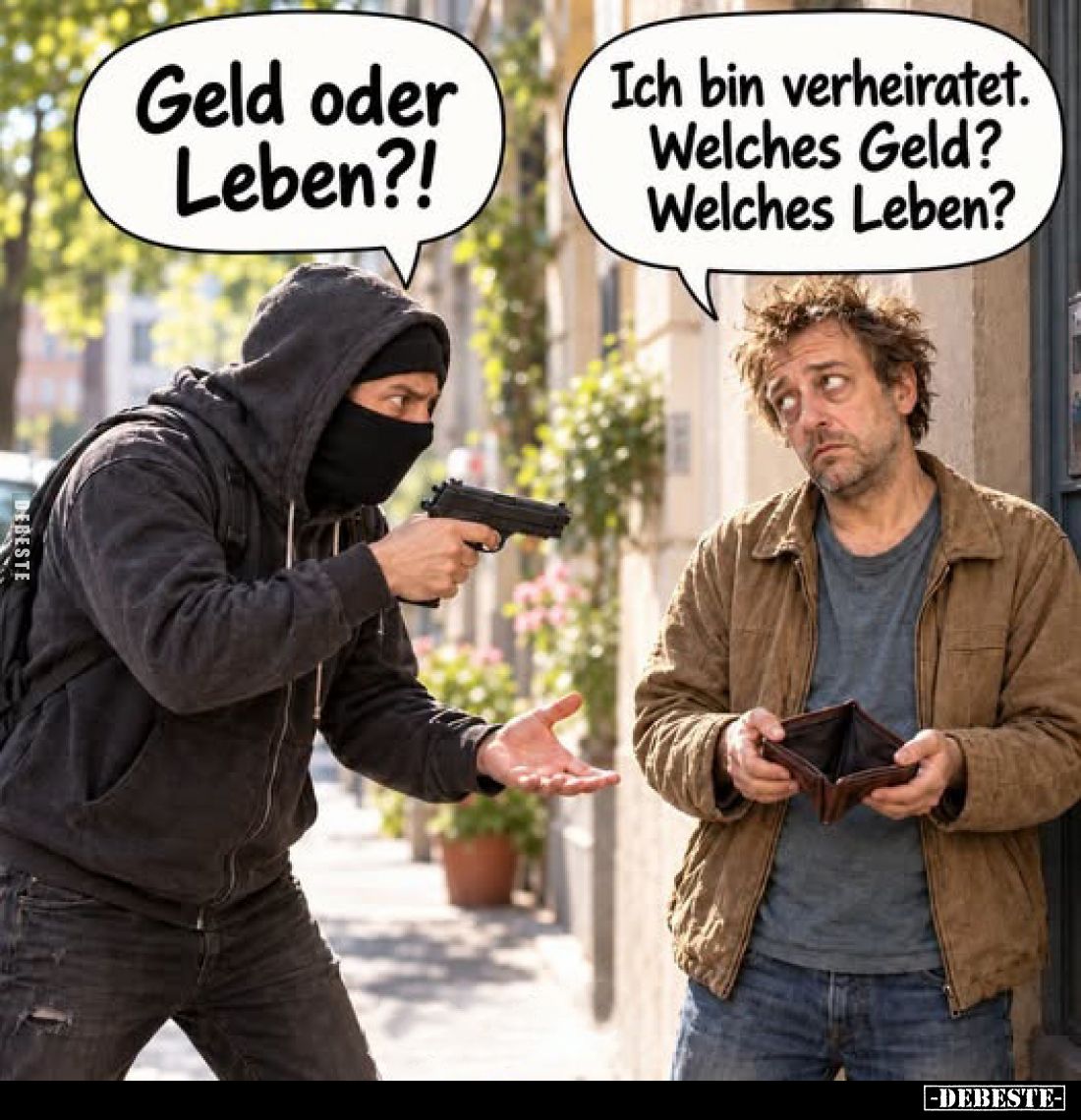 Geld oder Leben?! -
Ich bin verheiratet. Welches Geld? Welches Leben?