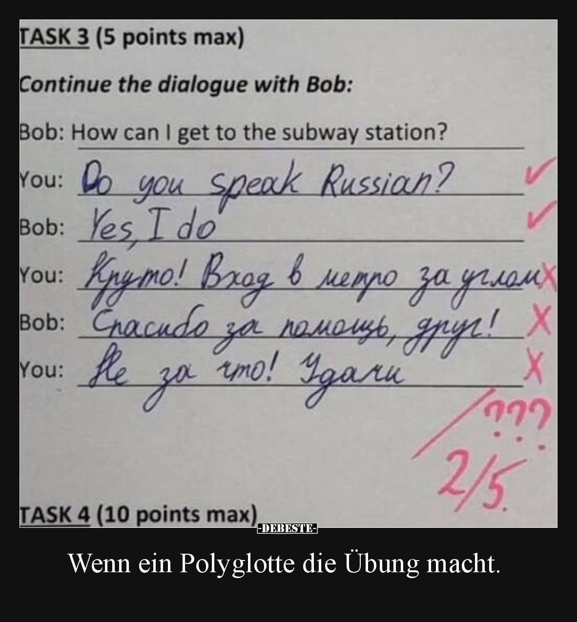 Wenn ein Polyglotte die Übung macht.