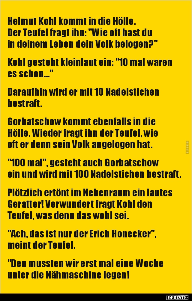 Helmut Kohl kommt in die Hölle. Der Teufel fragt ihn.. - Lustige Bilder | DEBESTE.de