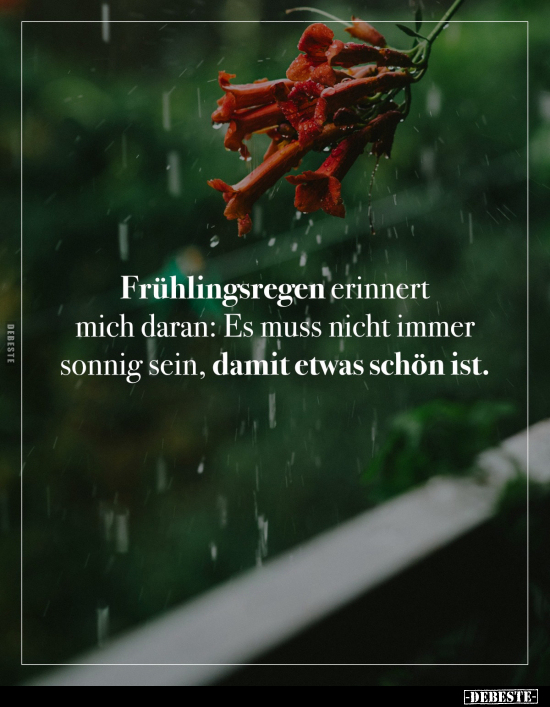 Frühlingsregen erinnert mich daran: Es muss nicht immer sonnig sein, damit etwas schön ist.