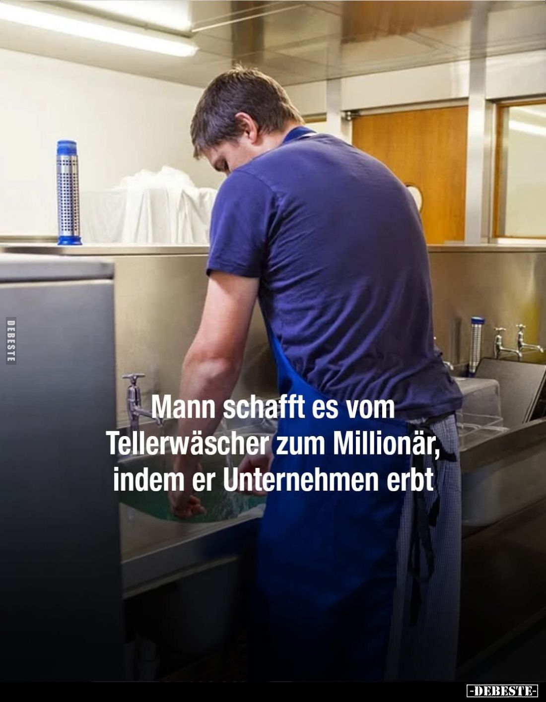 Mann schafft es vom Tellerwäscher zum Millionär, indem er Unternehmen erbt.
