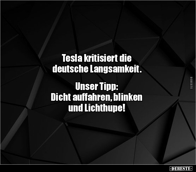 Tesla kritisiert die deutsche Langsamkeit. Unser Tipp.. - Lustige Bilder | DEBESTE.de