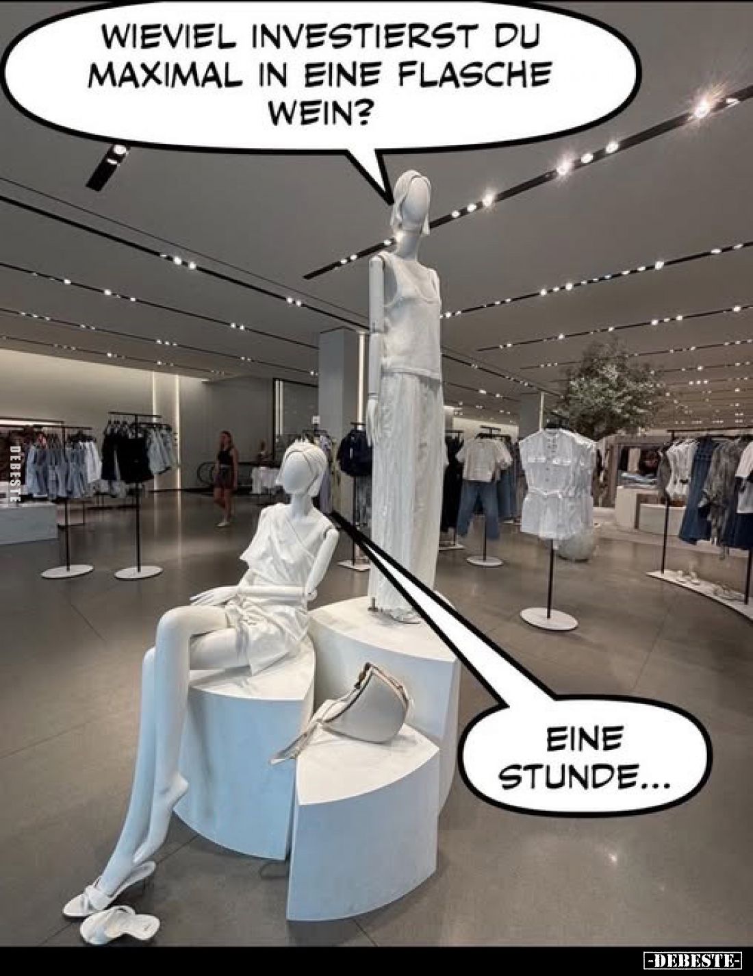 Wieviel investierst du maximal in eine Flasche Wein?
-
Eine Stunde...