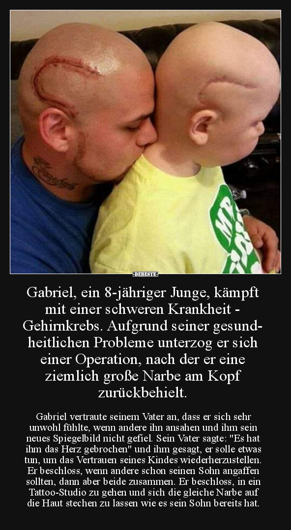 Gabriel, ein 8-jähriger Junge, kämpft mit einer schweren..