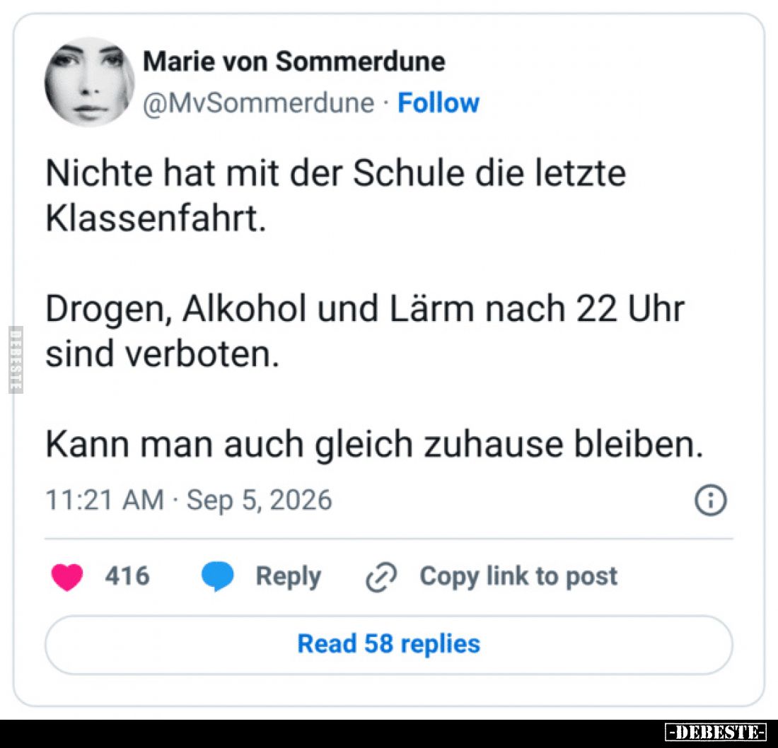 Nichte hat mit der Schule die letzte Klassenfahrt... - Lustige Bilder | DEBESTE.de