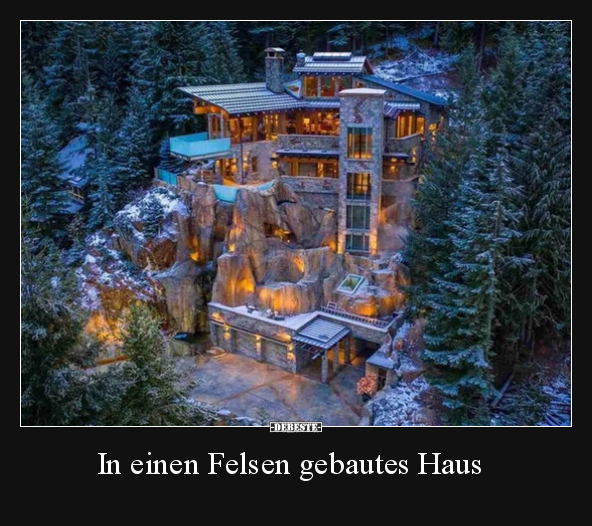 In einen Felsen gebautes Haus