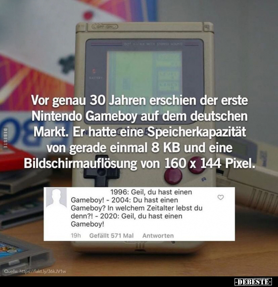 Vor genau 30 Jahren erschien der erste Nintendo Gameboy auf.. - Lustige Bilder | DEBESTE.de