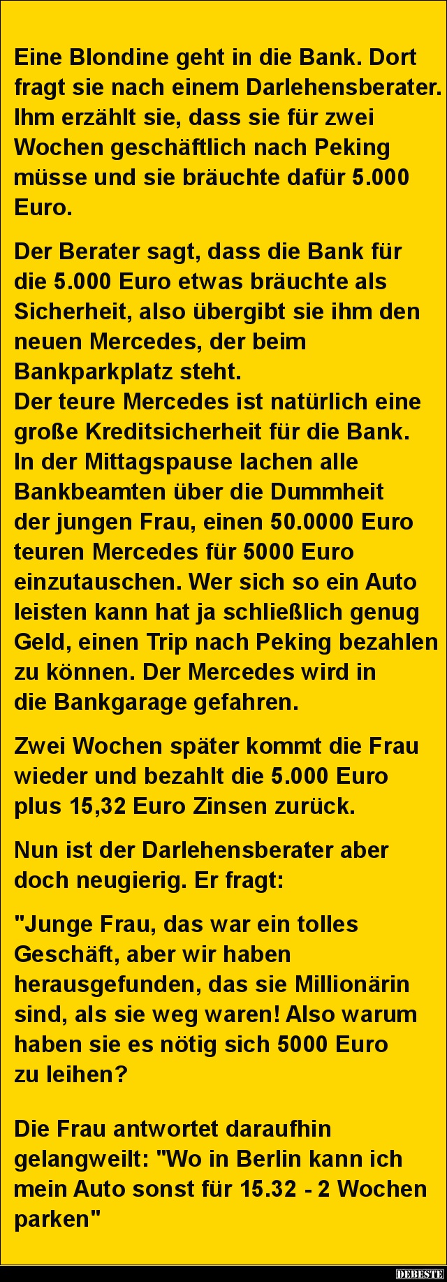 Eine Blondine geht in die Bank... - Lustige Bilder | DEBESTE.de