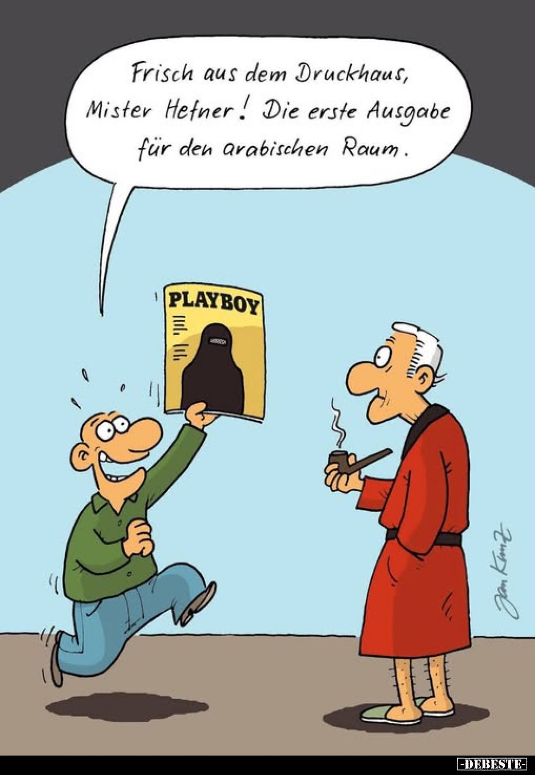 Frisch aus dem Druckhaus, Mister Hefner! Die erste Ausgabe für den arabischen Raum.