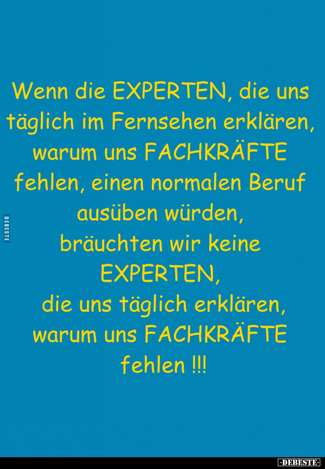 Wenn die EXPERTEN, die uns täglich im Fernsehen erklären, warum uns FACHKRÄFTE fehlen, einen normalen Beruf ausüben würden, b...