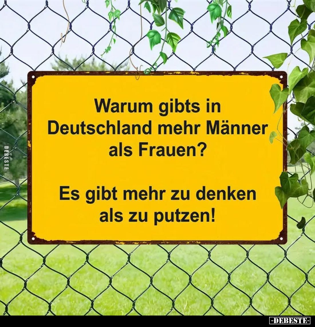 Warum gibts in Deutschland mehr Männer als Frauen?
Es gibt mehr zu denken als zu putzen!