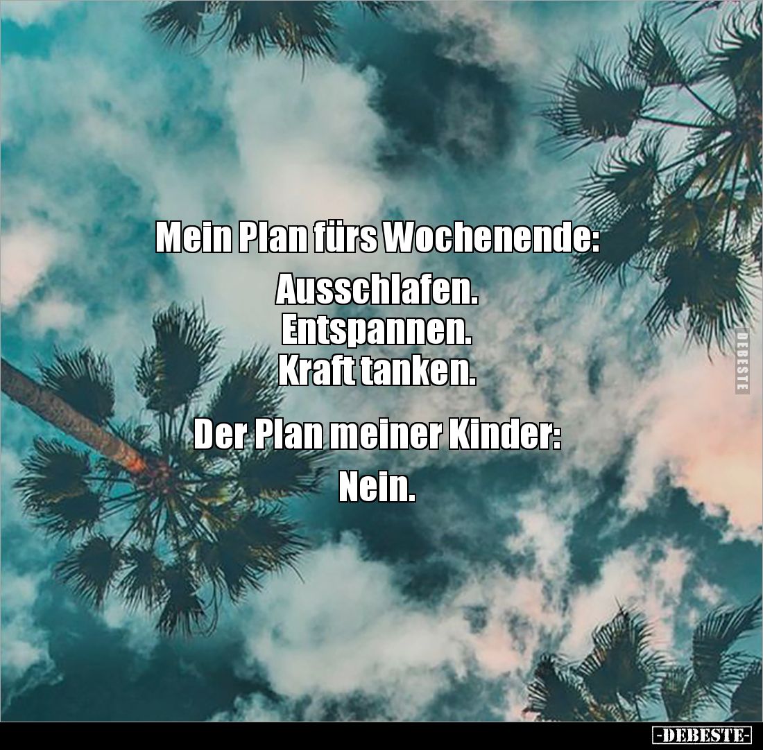 Mein Plan fürs Wochenende: Ausschlafen. Entspannen.. - Lustige Bilder | DEBESTE.de