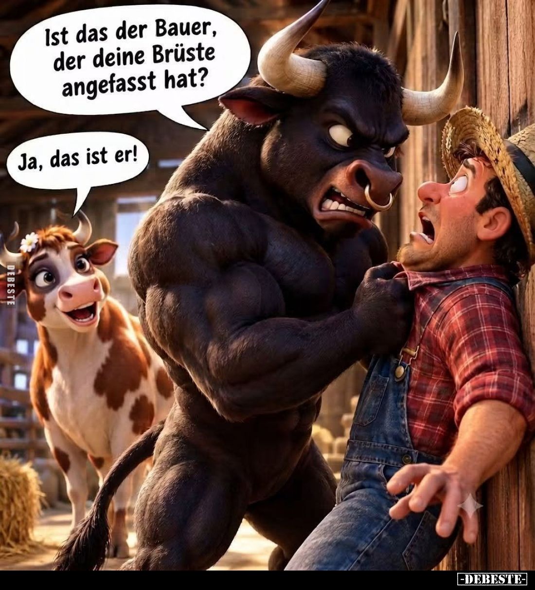 Ist das der Bauer, der deine Brüste angefasst hat?
Ja, das ist er!