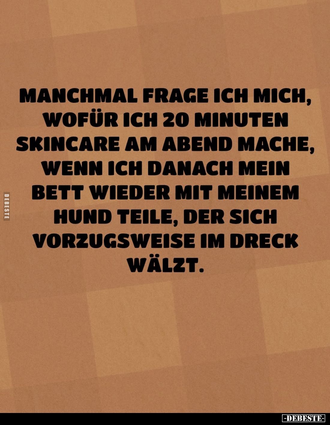 Manchmal frage ich mich, wofür ich 20 Minuten Skincare am Abend mache, wenn ich danach mein Bett wieder mit meinem Hund teile...