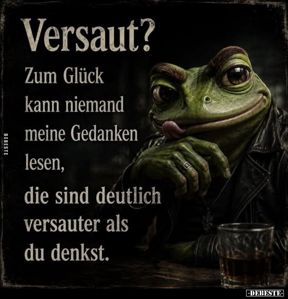 Versaut?
Zum Glück kann niemand meine Gedanken lesen, die sind deutlich versauter als du denkst.