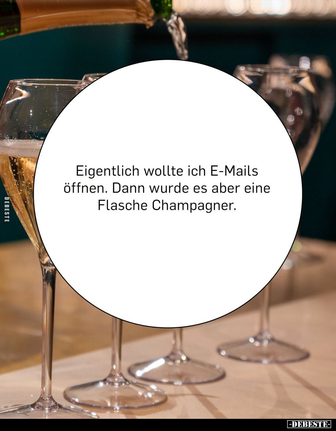 Eigentlich wollte ich E-Mails öffnen. Dann wurde es aber eine Flasche Champagner.