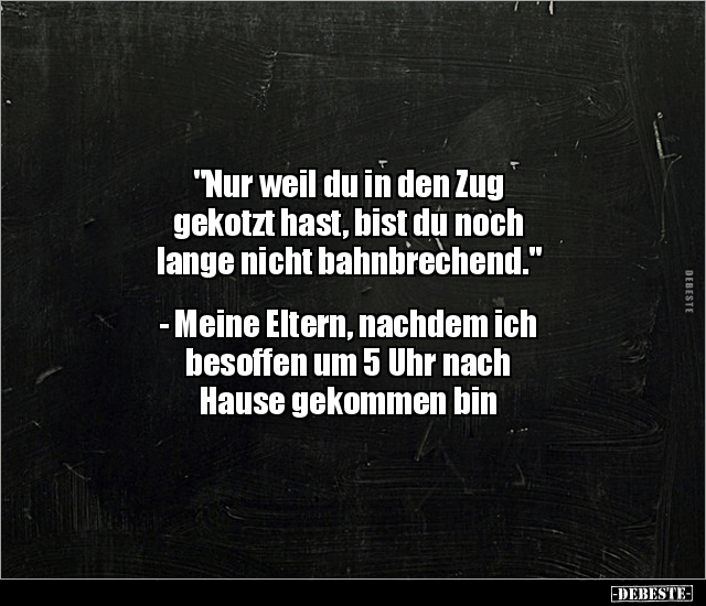 "Nur weil du in den Zug gekotzt hast, bist du noch lange.." - Lustige Bilder | DEBESTE.de