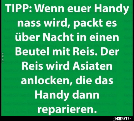 TIPP: Wenn euer Handy nass wird, packt es über Nacht in.. - Lustige Bilder | DEBESTE.de