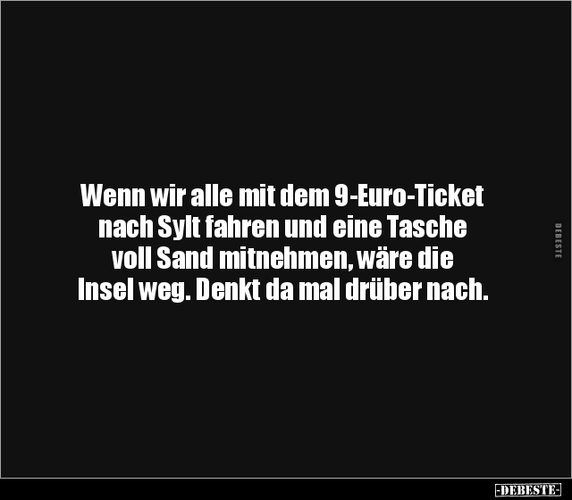 Wenn wir alle mit dem 9-Euro-Ticket nach Sylt fahren und.. - Lustige Bilder | DEBESTE.de