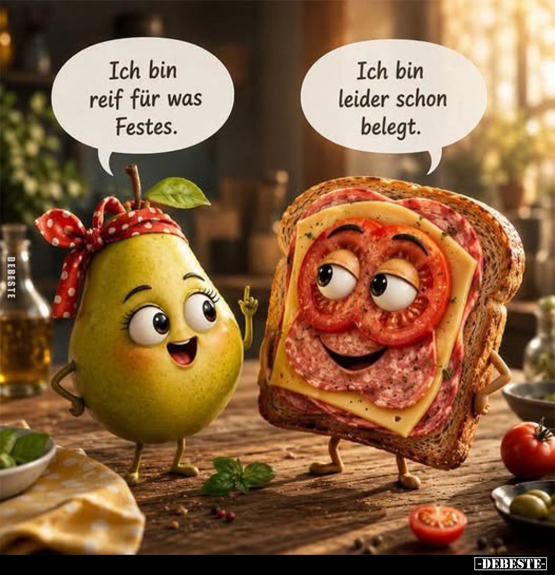 Ich bin reif für was Festes.
-
Ich bin leider schon belegt.