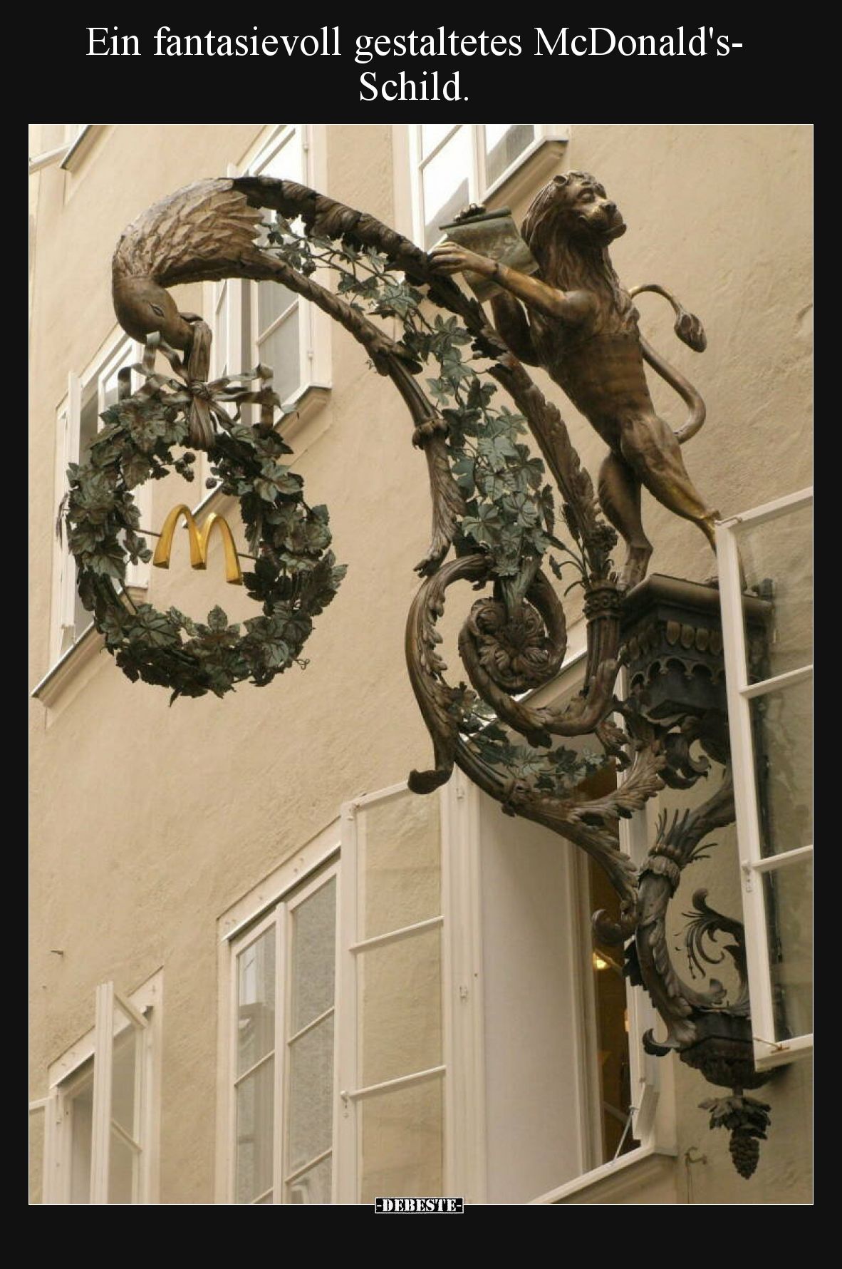 Ein fantasievoll gestaltetes McDonald's-Schild.