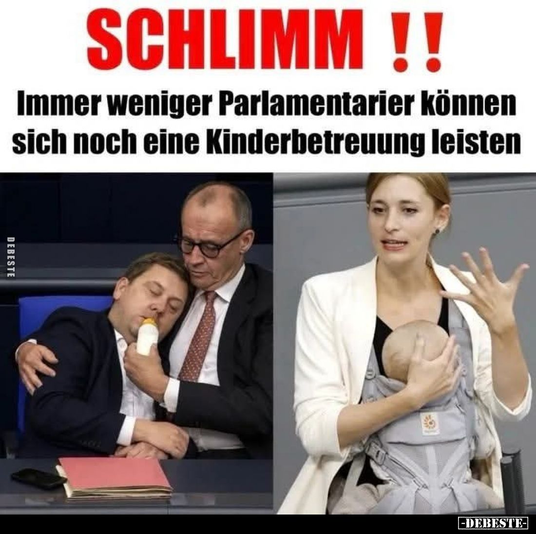 Schlimm!!
Immer weniger Parlamentarier können sich noch eine Kinderbetreuung leisten.