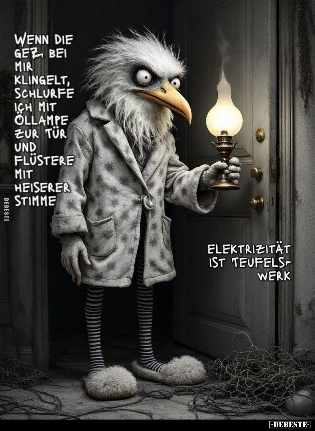 Wenn die GEZ bei mir klingelt, schlurfe ich mit Öllampe zur Tür und flüstere mit heiserer Stimme.
Elektrizität ist Teufelswe...