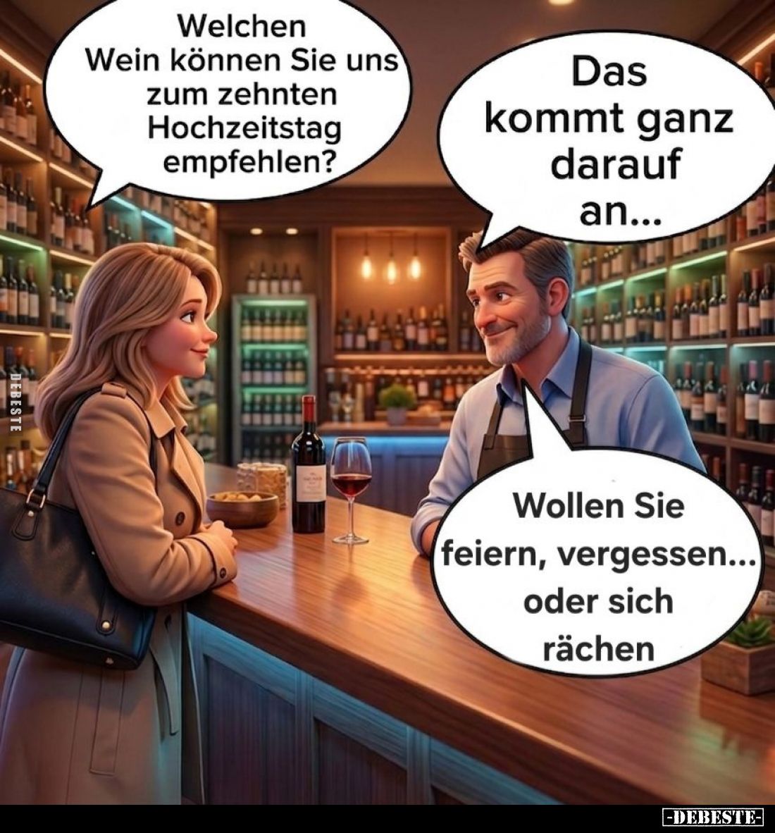 Welchen Wein können Sie uns zum zehnten Hochzeitstag.. - Lustige Bilder | DEBESTE.de