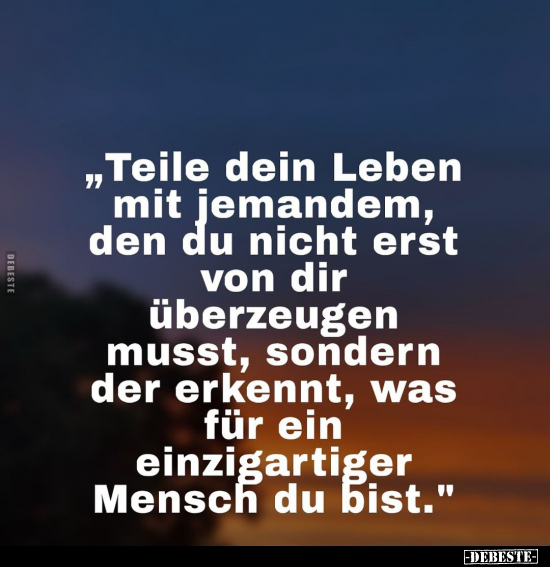 "Teile dein Leben mit jemandem, den du nicht erst von dir.." - Lustige Bilder | DEBESTE.de