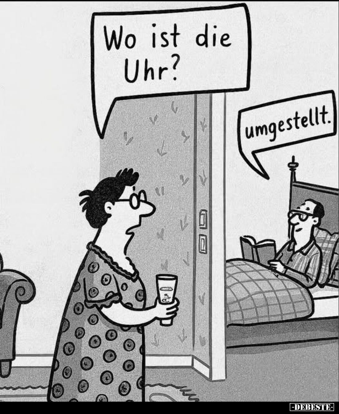 Wo ist die Uhr?
Umgestellt.