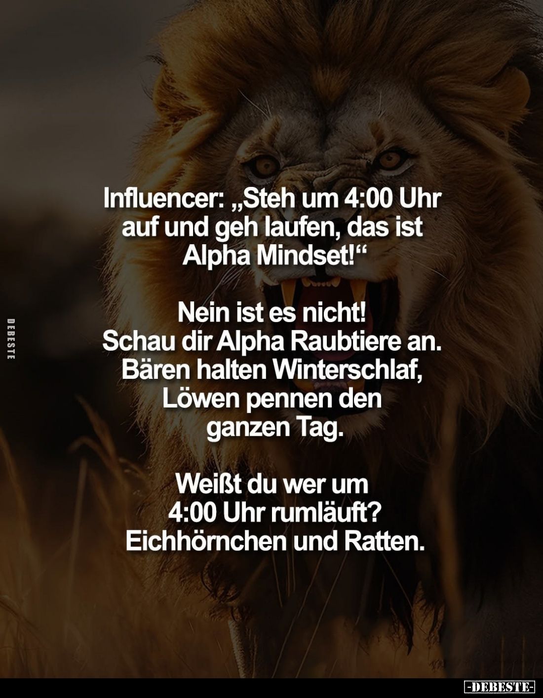 Influencer: "Steh um 4:00 Uhr auf und geh laufen...." - Lustige Bilder | DEBESTE.de
