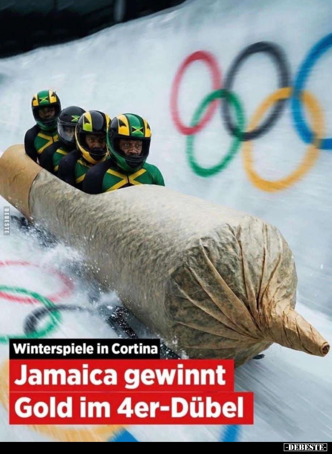 Winterspiele in Cortina:
Jamaica gewinnt Gold im 4er-Dübel.