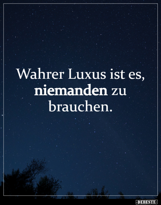 Wahrer Luxus ist es, niemanden zu brauchen... - Lustige Bilder | DEBESTE.de