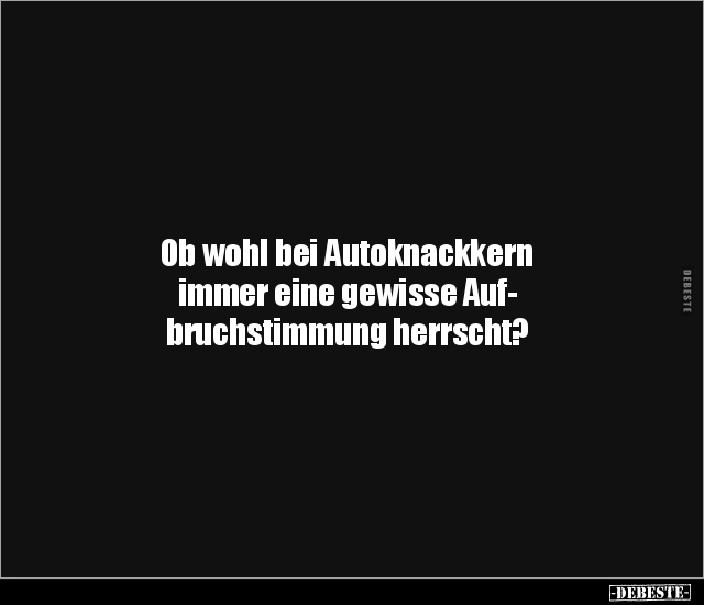 Ob wohl bei Autoknackkern immer eine gewisse.. - Lustige Bilder | DEBESTE.de