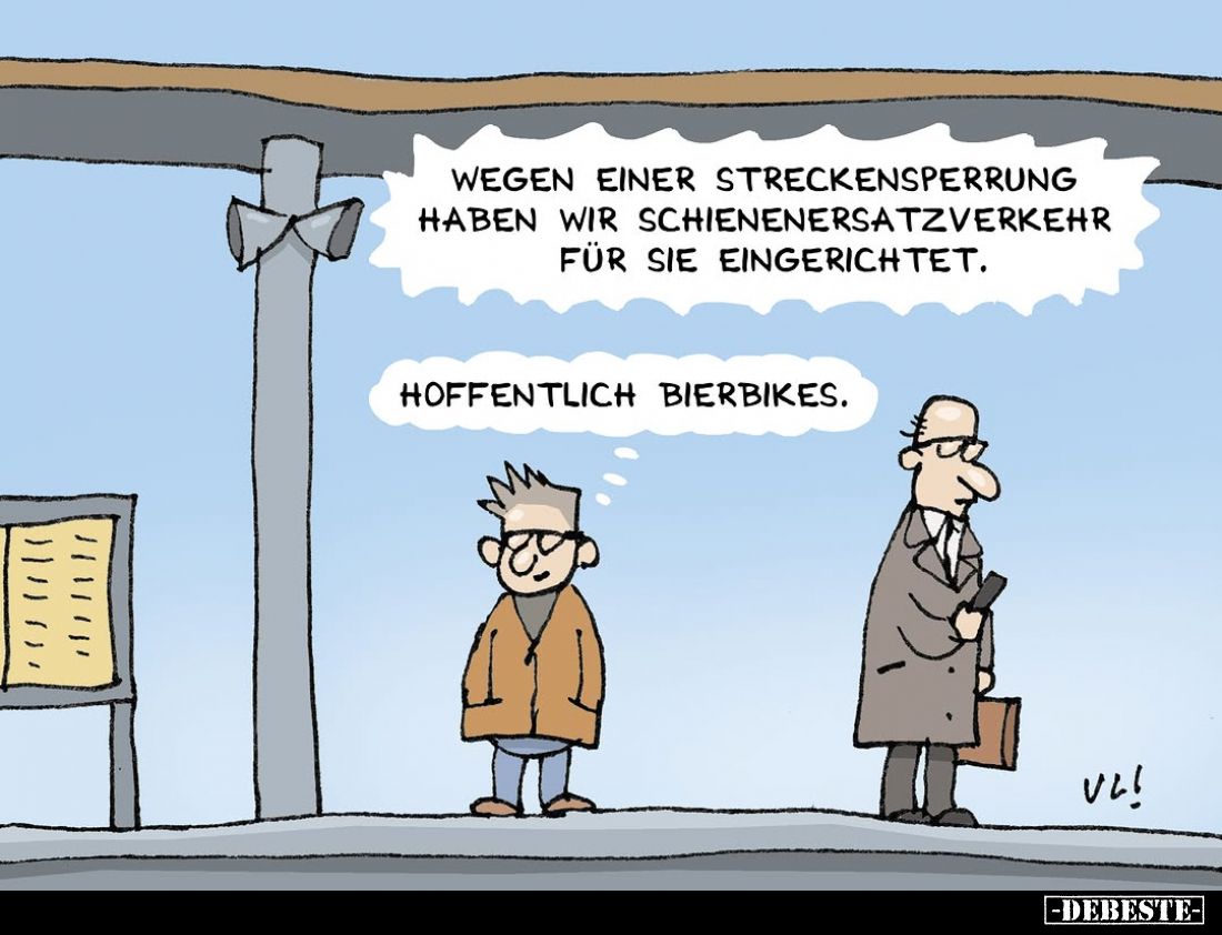 Wegen einer Streckensperrung haben wir Schienenersatzverkehr für Sie eingerichtet.
Hoffentlich Bierbikes.