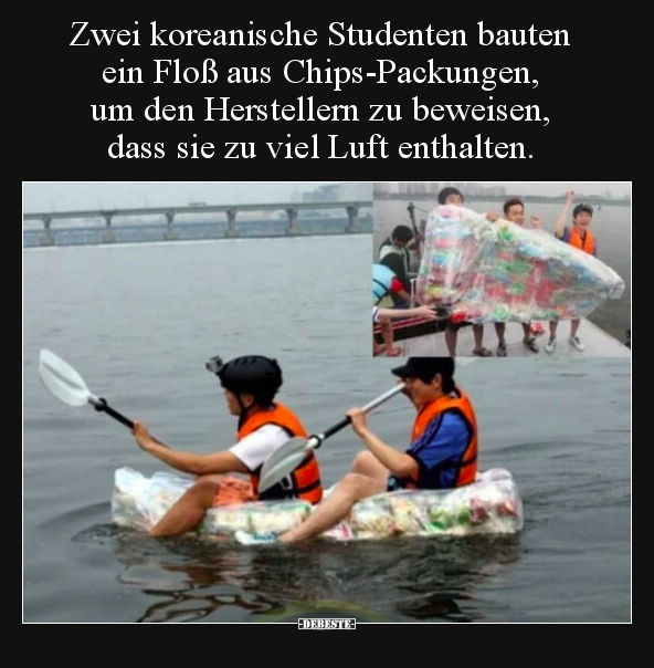 Zwei koreanische Studenten bauten ein Floß aus.. - Lustige Bilder | DEBESTE.de