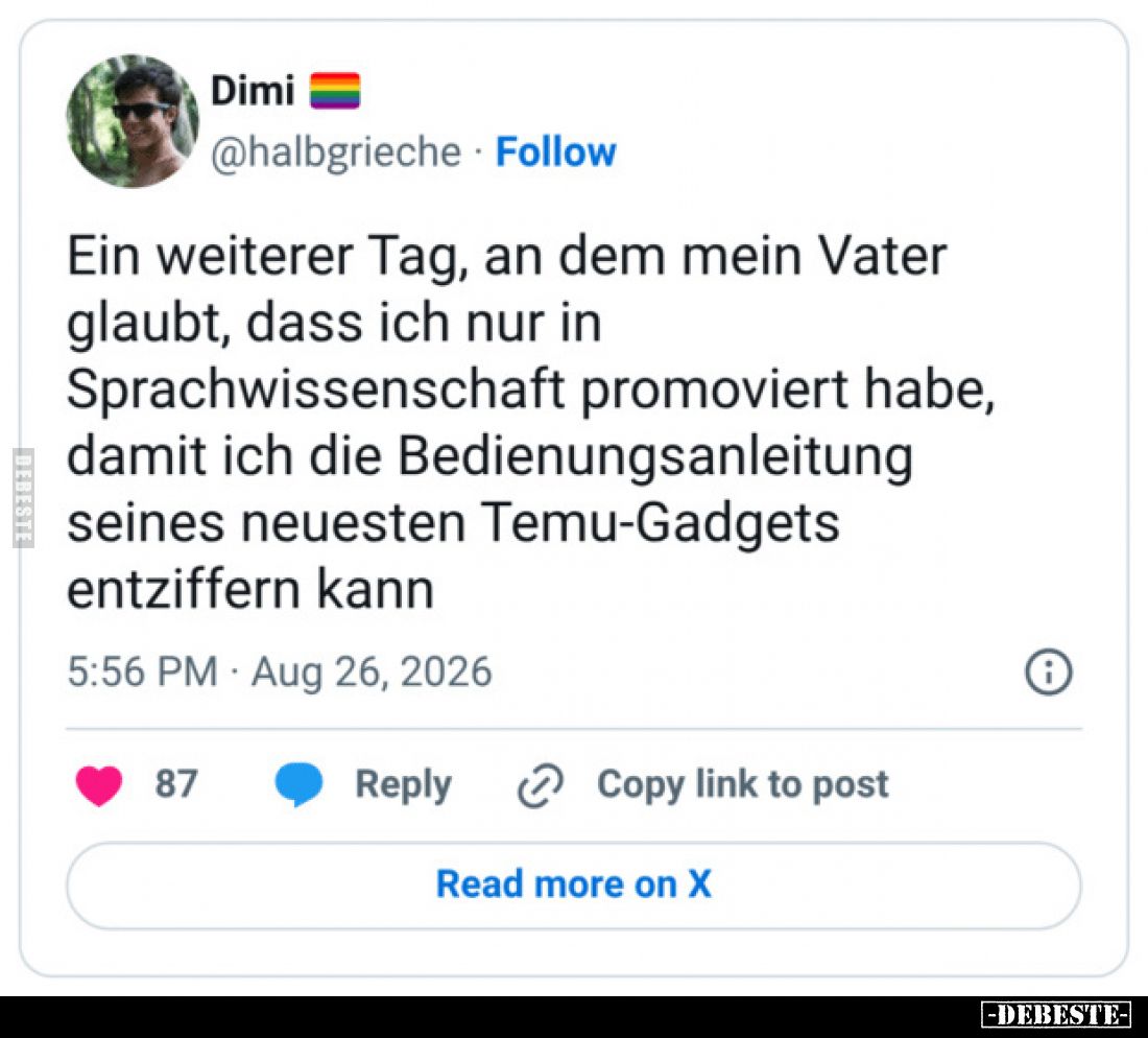 Ein weiterer Tag, an dem mein Vater glaubt, dass ich nur in.. - Lustige Bilder | DEBESTE.de